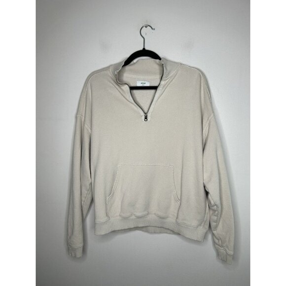 aerie Tops - Aerie Cream 1/4 Zip Neck Sweatshirt Cropped Long Sleeve Pullover Size XS